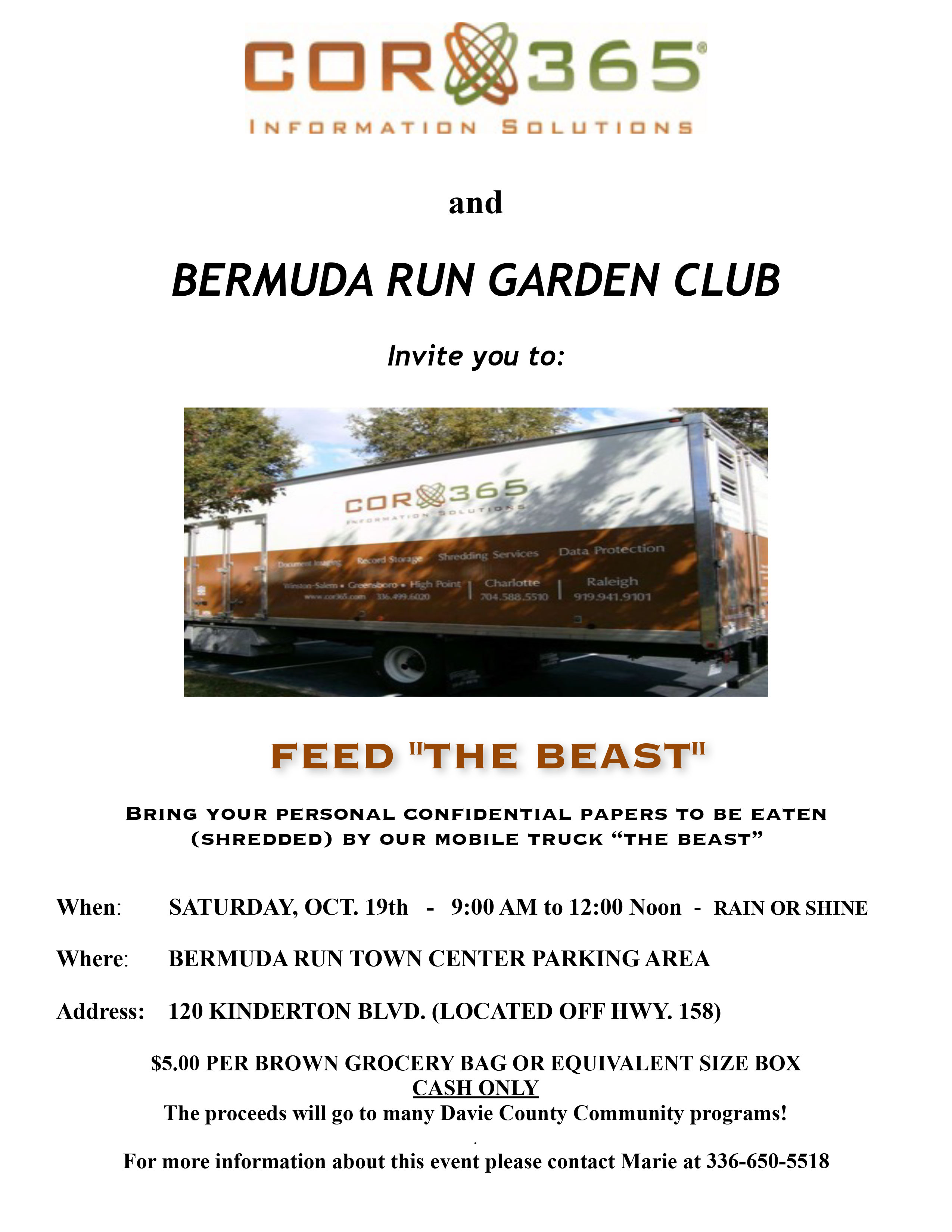 cor365 shred day October 2019 flyer